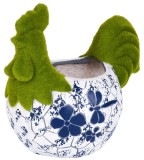 Dekor&aacute;cia MagicHome, Koh&uacute;tik s kvetin&aacute;čom, modr&yacute; ornament, keramika, 34,5x24x30,5 cm