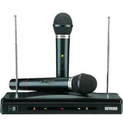 Set karaoke cu 2x Microfon Wireless, Buton On-Off, Receiver FM System WVNGR... foto