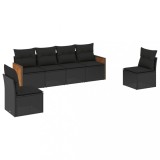 Cumpara ieftin Set mobilier de gradina cu perne, 6 piese, negru, poliratan