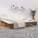 Pat de zi extensibil, maro miere, 2x(90x200) cm, lemn masiv pin