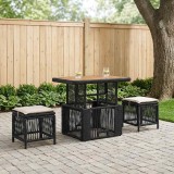 vidaXL Set de masă pentru grădină 3 pcs Negru și Crem poliratan 42026750