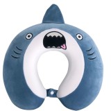 Pern&Auml; travelshark, suport ergonomic pentru g&Atilde;&cent;t &Egrave;i cap, spum&Auml; cu memorie, 30x30 cm, sistem de prindere cu capse, albastru