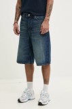 HUGO pantaloni scurti jeans barbati, culoarea albastru marin, 50537732