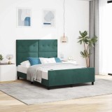 vidaXL Pat cu arcuri cu headboard Verde &icirc;nchis 160 x 200 cm Catifea 3344954