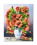 Cumpara ieftin Tablou pictat manual, Vaza cu maci imperiali, 50x40cm ulei pe panza, Constantin Feraru