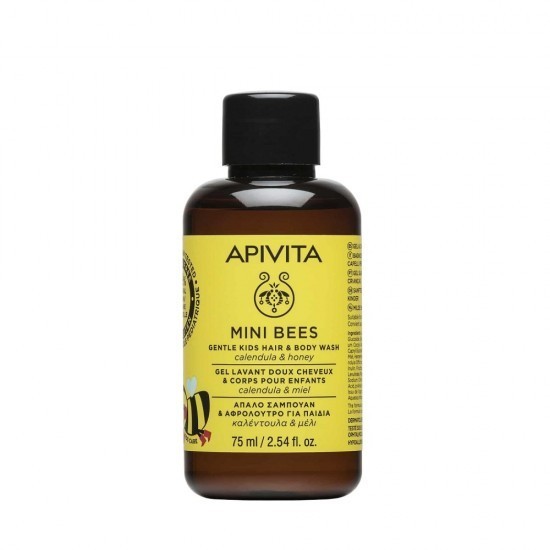 APIVITA Mini Bees Gel de duș delicat pentru păr și corp pentru copii 75 ml