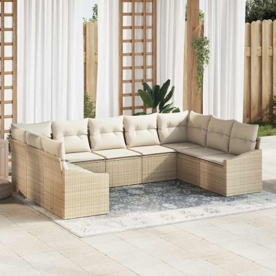 vidaXL Set de canapele pentru grădină 9 pcs Bej Rattan poli 3346881 foto