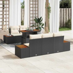 vidaXL Set de masă pentru grădină 6 pcs Negru și Bej 100 x 55 x 73 cm