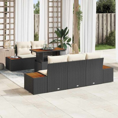 vidaXL Set de masă pentru grădină 6 pcs Negru și Bej 100 x 55 x 73 cm foto