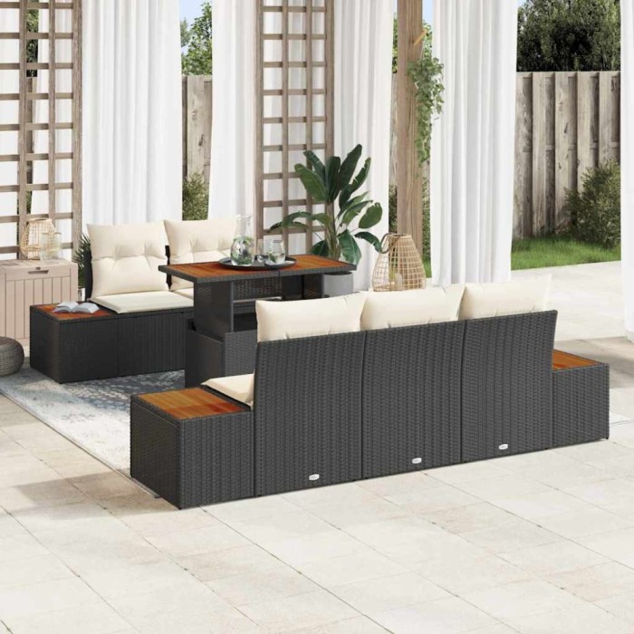 vidaXL Set de masă pentru grădină 6 pcs Negru și Bej 100 x 55 x 73 cm