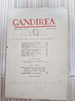 Revista Gandirea, anul XVII, nr.6/1938 foto