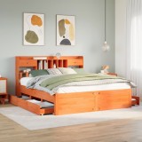 VidaXL Pat cu bibliotecă fără saltea maro 180x200 cm lemn masiv de pin 3308953