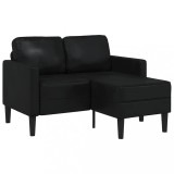 vidaXL Canapea cu 2 locuri cu șezlong &icirc;n formă de L neagră 125 cm