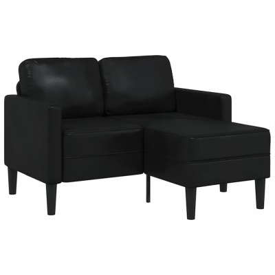 vidaXL Canapea cu 2 locuri cu șezlong &amp;icirc;n formă de L neagră 125 cm 4107083 foto