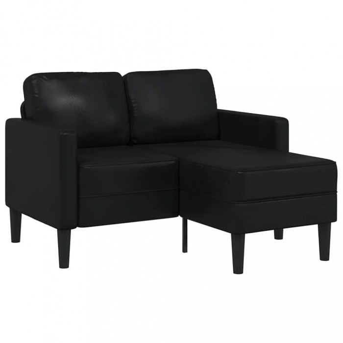 vidaXL Canapea cu 2 locuri cu șezlong &icirc;n formă de L neagră 125 cm 4107083
