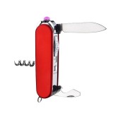 Cumpara ieftin Briceag multifunctional 5 in 1 JustZEN Red cu bricheta electronica cutit tirbuson deschizator de bere si surubelnita incarcare USB rosu
