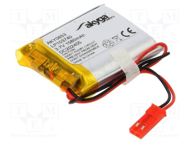 Acumul: Li-Po 3,7V 1580mAh cabluri,contector JST SYP-02T-1