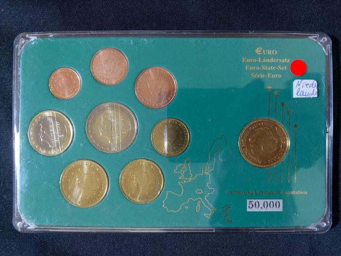 Euro set - Olanda 2001-2005 + 1 gulden 1977, 9 monede
