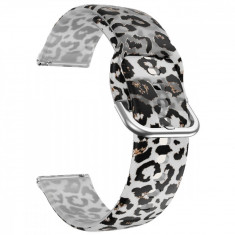 Curea silicon, compatibila Withings Steel HR 40mm, VD Very Dream®, Quick Release, Transparent Leopard