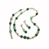 Set Bijuterii Argint 925 Placat Aur: Agat Verde, Cuart, Jad &amp; Perle de Cultura - Colier, Bratara, Cercei - Made in Italy