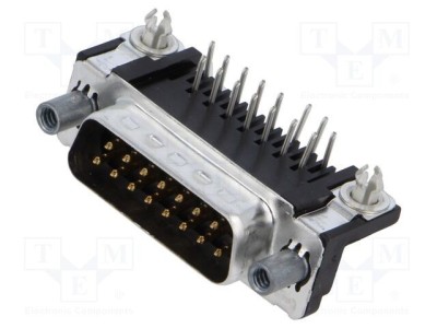 Conector D-Sub 15 pini soclu tată 90&amp;deg; THT UNC 4-40 TE Connectivity Amplimite foto
