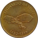 v484 JETON SHELL LEONARDO DA VINCI 1452-1519 BRONZ 26mm 5g UNC NECIRCULATA
