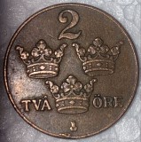 2 ORE 1930 SUEDIA, GUSTAF V / MONEDA BRONZ/ 4g. si 21 mm.