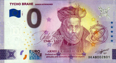 !!! 0 EURO SOUVENIR - DANEMARCA , TYCHO BRAHE , ASTRONOM - 2022.1 - UNC foto