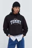 Cumpara ieftin Tommy Jeans hanorac de bumbac bărbați, culoarea negru, cu glugă, imprimeu DM0DM18401