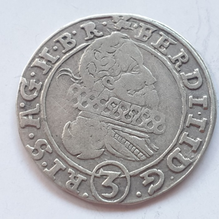 Boemiea 3 kreuzer 1628 O argint Ferdinand ll