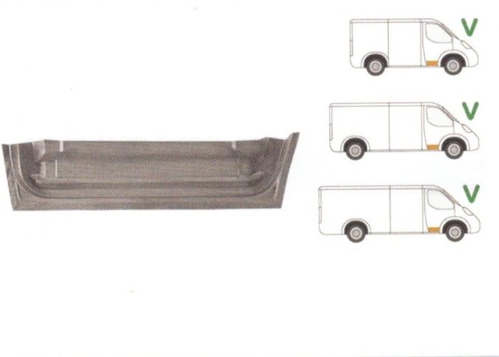 Panou reparatie usa Mercedes Sprinter, 1995-2007, VW LT II 05.96-12.2005 Partea Dreapta, Fata, jgheab parte inferioara,