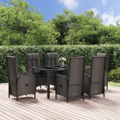 Gossi set mobilier de gradina cu perne, 7 piese, negru/gri, poliratan foto