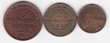 Prusia &ndash; lot 3 monede: 1, 2 si 3 pfennig, 1867&ndash;1868, marca A