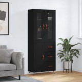 VidaXL Dulap &icirc;nalt, negru, 69,5x34x180 cm, lemn compozit