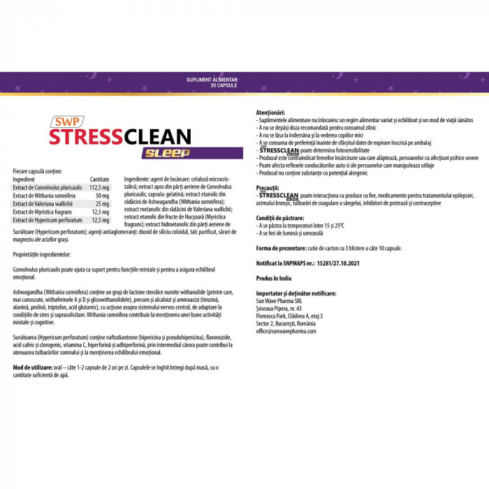 Stressclean Sleep, 30 Capsule, Sun Wave Pharma