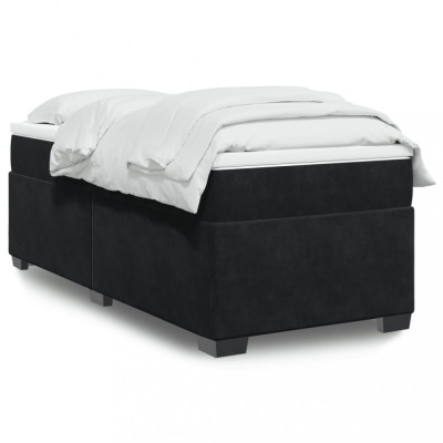 Gossi pat box spring cu saltea, negru, 80x200 cm, catifea foto