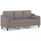 Canapea cu 3 locuri cu pernute, gri taupe, 180 cm, textil
