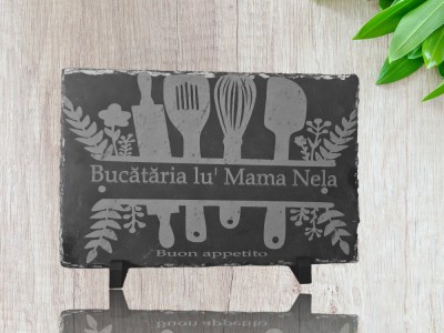 Placa ardezie personalizata prin gravare foto