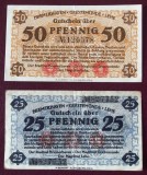 Germania lot 2 notgeld 25 + 50 pfennig 1920 Bremerhaven **
