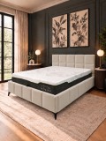 Cumpara ieftin Pat Tapitat 160x200 cm Rubik Catifea Crem Somiera Inclusa
