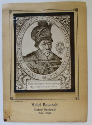 MATEI BASARAB , DOMNUL MUNTENIEI 1633 - 1654, PLANSA DIDACTICA , INTERBELICA foto