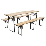 Set masa bere cu 2 banci pliabile Dortmund 200 cm, lemn 27 mm