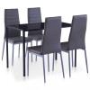 Set Mobilier Bucatarie Gossi, 5 Piese, Gri, Masa Sticla Securizata, Scaune Piele Ecologica, 105x60x74 cm