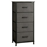 Comoda 4 Sertare Textile / 45x30x94cm - Antracit/negru