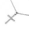 Colier Damă Oțel Inoxidabil Argintiu cu Pandantiv Cruce Albă Strasuri 40cm