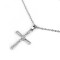 Colier din otel inoxidabil cu pandantiv cruce alba cu strasuri