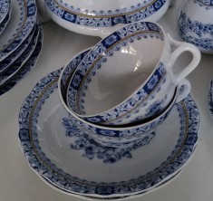 Oscar Schaller Bavaria Germany Vintage coffee/tea set white-blue porcelain China blu decor
