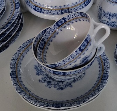 Oscar Schaller Bavaria Germany Vintage coffee/tea set white-blue porcelain China blu decor foto