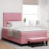 vidaXL Pat cu arcuri cu saltea cu headboard Roz 120 x 190 cm Catifea 3344569