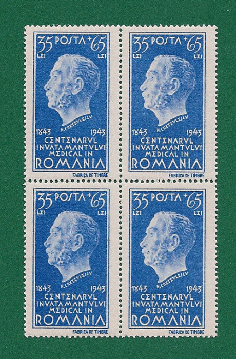 ROMANIA 1944 - CENTENARUL INVATAMANTULUI MEDICAL, DR. KRETZULESCU,BLOC-LP 162